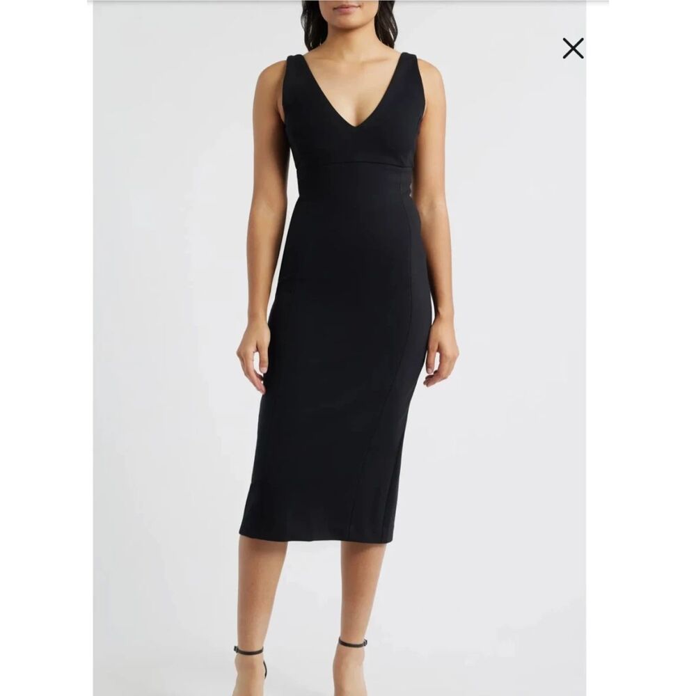 SPANXshape Ponte V-Neck Sleeveless Midi Dress